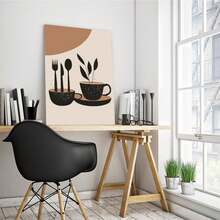 Boho Kitchen Poster Black Coffee Cups Wall Art Minimalist Dining Room Picture Modern Kitchen Decor Poster Canvas Wall Art For Bedroom Decor Bar Office Room Decor Gift - Beige - View 7