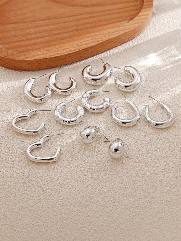 Juego de 12 piezas de aretes con formas geométricas de gota y corazón, multiestilo adecuado para uso diario de mujeres y como regalo