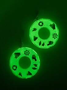1 Pair Of Creative & Cute Mini Blue Swimming Ring Earrings For Women, Beach/Vacation Jewelry