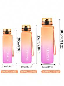 1PC 500ml, 650ml, 1000ml Large Capacity Plastic Gradient Water Cup, Outdoor Sports Water Cup, Direct Drinking Water Bottle For Easy Handling - Orange Pink - View 7