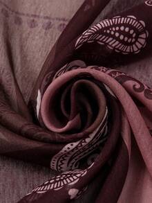 1pc Women's Bohemian Paisley Print Scarf, 90cm, Versatile Accessory Shawl, Suitable For Daily, Travel, Vacation, Beach And Other Occasions - Deep Red - View 4