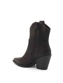 RevReaL Sleek Black Cowboy Boot With Pointed Toe And Chunky Heel - Brown - View 3