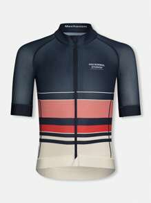PNS CYCLING PNS CYCLING Men's Cycling Jersey, Striped Print Contrast Color High Elasticity Breathable Quick-Dry Short Sleeve Shirt, Tight Fit Aerodynamic Competition Cycling Top, Suitable For Racing And Outdoor Cycling