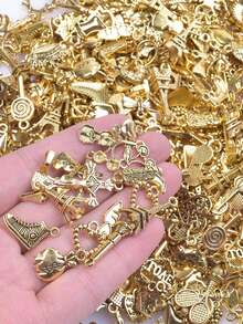 100pcs/Pack Or 20pcs/Pack Assorted Shiny Gold Metal Starfish & Butterfly DIY Jewelry Pendant, For Jewelry Making Accessories - Multicolor - View 5