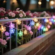 Solar Energy, Simulation, Night Light, Cherry Blossom, Light String, Outdoor, Waterproof, Flower, Resin, Decorative Light