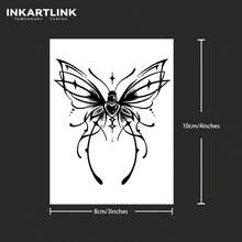 INKARTLINK 革命性技术纹身，半永久纹身，蜻蜓和蝴蝶图案，临时纹身，持久，假纹身，防水，逼真纹身外观，植物基，适用于手臂 - 黑色 - 查看 5
