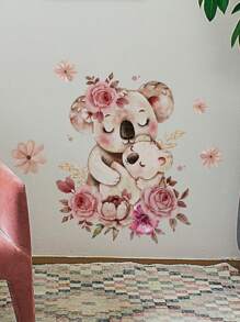 1 Set Cartoon Animal Wall Stickers, Rabbit, Floral, Cat Decals, For Children's Room, Living Room, Bedroom, Study