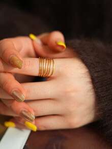 Niche Design Minimalist Style Stainless Steel Open-Ended Ring - Golden 8 - View 2