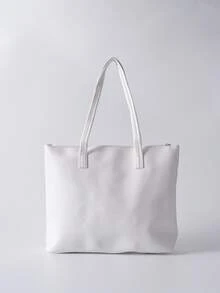 4pcs Women's Travel Combination Package,Tote Bag,Satchels Bag,Mommy And Me Matching Women Bags,Best Mothers Day Gift Ideas,School Bag Set,Portable,Classic Casual,Business Casual,For Teen Girls Women College Students,White-Collar Workers,College,Perfect For Office,Elementary School, School Bag With Pouch For Women Winter Gifts - White - View 6