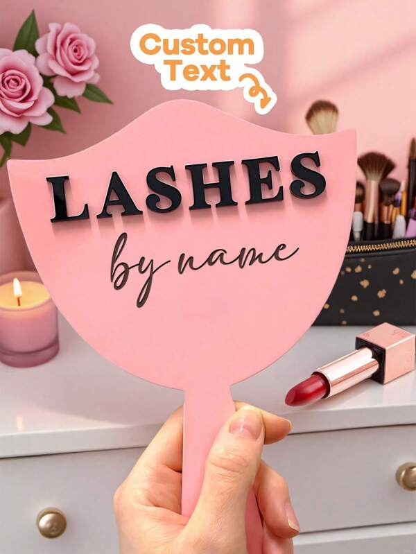 1pc Customized Eyebrow Technician Prop, Personalized Handheld Mirror Social Media Prop, Eyelash Extension Makeup Board, Eyelash Room Decor, Aesthetic Signage, Eyelash And Eyebrow Mirror Prop, Acrylic Eyelash Technique Photo Prop, Salon Decor, Eyelash Beauty, Eyelash Technician Logo, Eyelash Technique Mirror Prop, Eyelash Technique Gift