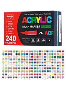 240/168/120/72/60/48/36/24/12 Color Direct Liquid Acrylic Marker Pens, Students Use Art Professional Drawing Drawing Color Soft-Head Marker Paper-Tight Stackable Diy Graffiti Coloring Book Coloring Pen Can Draw Glass Stone Waterproof Body Painting Brush Christmas Gift