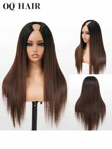 OQ Hair Yaki Straight Chestnut Brown Ombre V Part Drawstring Wig No Leave Out Thin Part Wig Human Hair Wig 180% Density 18-24 Inch Upgrade Full Machine Made Unprocessed Real Hair Natural Hairline Stylish Natural Looking Young For Women Mermaid Accessories Heels Halloween Accessories Makeup Bags Halloween Costumes Halloween Costumes Women Hair Products Accessories Women - S25/21 - View 4