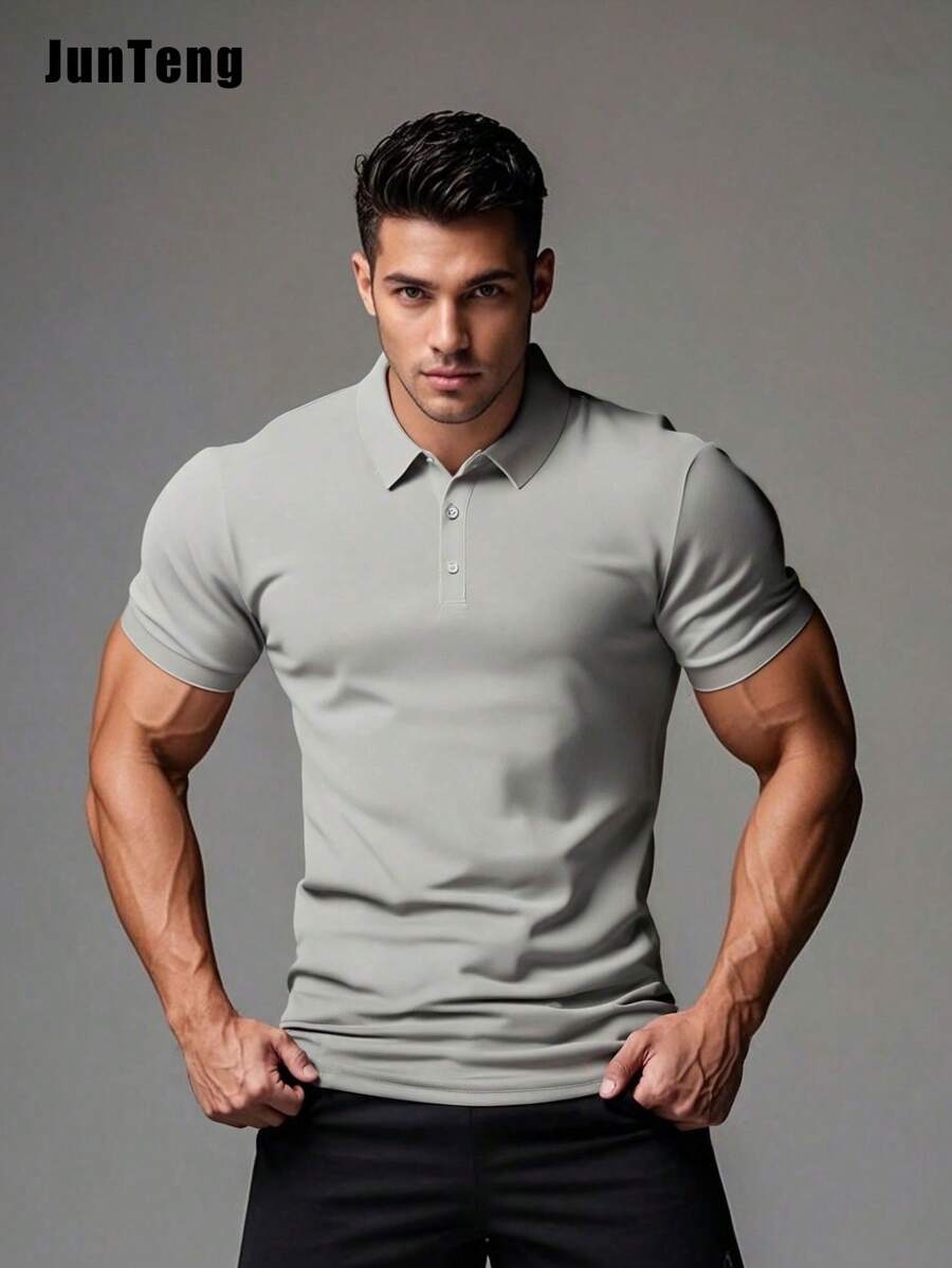 Men's Solid Color Breathable Fashionable Casual Business POLO Shirt, Summer
