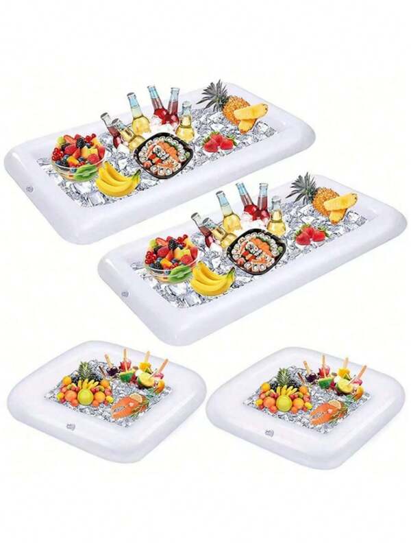 2 Stücke großer und kleiner aufblasbarer Servierbar-Kühler - aufblasbarer Kühler Eisdielen-Selbstbedienungs-Salatschale mit Ablaufstöpsel, aufblasbarer Selbstbedienungskühler, Selbstbedienungs-Getränkekühler, Sommerfest Eis Tablett Essen Getränke Behälter, Outdoor Party Zubehör Essen Getränke Halter, Innen- und Außenbereich Sommer Picknick, Strand Pool Hawaii Party.