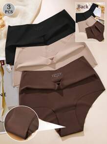 Set de 3 piezas de ropa interior de mujer de cintura alta sin costuras, paquete de lencería para mujeres