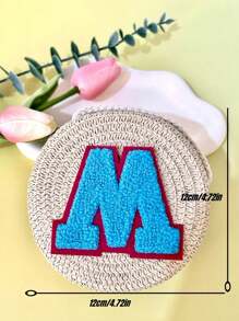 1 Personalized Custom Bride Straw Woven Shoulder Bag, Letter Custom Woven Wallet, Colorful Letter Wedding Vacation Wallet, Honeymoon Bride Custom Gift Party Supplies, Wedding Gifts