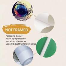 1pc Astronaut Sitting On Book Space Themed Canvas Print Poster, Modern Wall Art Decor, Painting Suitable For Home, Bedroom, Living Room, Kitchen, Bathroom, Office, Home Decor, Dorm Room, Bedroom Decor, Wall Decor, Classroom Decor