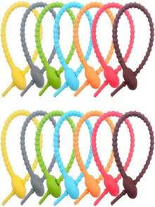 10 件硅胶可重复使用电缆整理器绕线带、多功能紧固套、电缆管理袋、食物收纳袋、耳机线夹