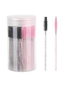 100pcs/50pcs/10pcs Disposable Mascara Wands, Nylon Bristle Eyelash Brush Spoolies, Unscented Eyebrow Extension Applicator With ABS Plastic Rod, Normal Skin Compatible - Pink And Black Wand Set