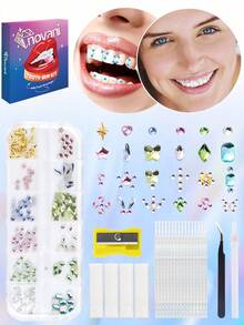 novani 235Pcs/Box Shining DIY Teeth Gems Kit,Fashionable Gems For Teeth,Professional Tooth Gems,Teeth Jewels Crystal Reflective Tooth Gems For Teeth Starter Kit - Multicolor - View 2
