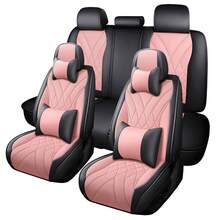 Waterproof 5 Seat Luxury PU Leather Car Seat Covers Full Set Cushion Protector Fit Single Front Seats And Solid Bench 40/60 50/50 60/40 Split Bench Back Universal Fit For Most Cars - Pink - View 1