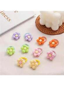 10pcs Floral Hair Accessories, Cute Hair Ties, Summer Hair Scrunchies, Safe For Hair - Colorful 8-Petal Flowers, 10 Sets; Large Bow Design, 10 Sets Ponytail Holder Hair Elastic Hair Rope