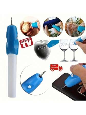 Engraving Pen, Etching Machine For Engraving Names, Includes Extra Pointed Tips, Suitable For Jewelry, Glass, Metal, Plastic And Wood (Batteries Not Included)
