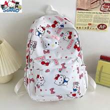 Sanrio 1 pieza Mochila de Hello Kitty - Bolso de hombro durable con cierre de cremallera, diseño con colgante, ligero para uso casual y de viaje