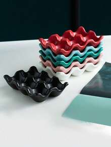1pc Original 6-Cell Ceramic Egg/Nut Tray, Luxury Aesthetic Food Storage Box, Suitable For Kitchen Food Organization, Dining Table/Coffee Table Decor, Jewelry Storage - Multicolor - View 9
