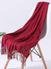 1pc Women 70*190cm Faux Cashmere Long Fringe Scarf, Minimalist Elegant Air-Conditioner Shawl Soft Breathable Warm Scarf, Suitable For Daily Outings, Dates, Sun Protection, Warm, All Seasons Use For Dress - Multicolor - View 6