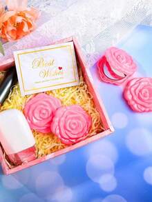 5 件装粉色化妆镜塑料迷你旅行化妆镜便携式折叠镜玫瑰花形化妆镜手持伴娘礼物女士婚礼派对