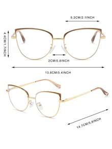 1 chiếc Kính mát nữ gọng kim loại mắt mèo nhiều màu thời trang đơn giản, cá tính, phong cách retro, mùa xuân, mặc thường ngày, không cần đơn thuốc - Nhiều màu - Xem 5