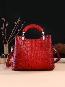 Elegant Crocodile Print Small Handbag, Fashionable Single-Shoulder Crossbody Wallet For Ladies, High-End Small Handbag With Multiple Compartments For Daily Use - Đỏ - Xem 4