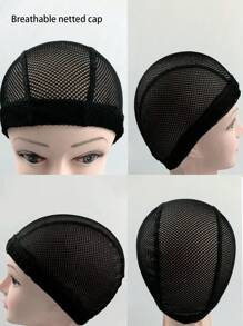 1 szt. czepek na perukę, czepek z wkładką do peruki, czepek z elastycznej siateczki z dużymi otworami, czepek z czarnej elastycznej peruki ze spandexu do wyrobu peruk, luźny regulowany pasek, lekki, oddychający, miękki, bezszwowa okrągła czepek, czepek do codziennej pielęgnacji koka, czepek do spania, czepek z siateczki o wysokiej elastyczności unisex (czepek na perukę M/L), jednolity kolor, swobodny, boho, poliester, pusty, do codziennego użytku, na wszystkie pory roku