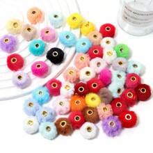 Round Loose Big Holes 20mm 10pcs DIY Colorful Colors Stock Cute  Acrylic Loose Fluff Plastic Fur Pompom Beads For Beadable Pen Chunky Necklace Jewelry Making