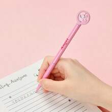 Miniso Stitch Series Angel Metal Decorated Ballpoint Pen, 1.0mm Black Ink, Metal Decor Head Rotation, Suitable For Daily Use Or As A Gift (1 PC) Back To School - Pink - View 7