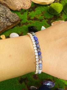 1 Stück/6mm blauer Sodalith Armband Handgemacht mit Elastik für Männer und Frauen, ein Geschenk um Wissen und Kommunikation zu fördern