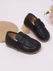 New Kids Hook And Loop Non-Slip Soft Bottom Simple British Retro Flat Shoes, Suitable For Spring And Autumn - Black - View 5