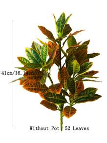 24-41cm Artificial Ficus Tree Branch Fake Garden Croton Plants Desktop Landscape Leaves Plastic Tropical Rubber Tree For Home Garden Kitchen Dining Room Balcony Party Wedding Decoration
