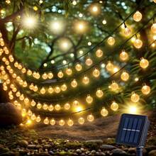 1 Conjunto de 20/30/50/100/200 Luzes de Corda Solares Esféricas de LED para Uso Externo, Luzes Solares Fadas Decorativas, Adequadas para Jardim, Terraço, Varanda, Casamento e Decoração de Natal, Ideal para o Natal