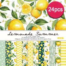24 Stücke 6x6 Zoll Zitronen Gelb Obst Ästhetik Sammelalbum Papier Wunderland Muster einseitig bedruckt Sammelalbum Decoupage Papierblock für DIY Basteln Journaling Sammelalbum Zubehör Geschenkverpackung Album Kunst Dekorative Bastelpapiere