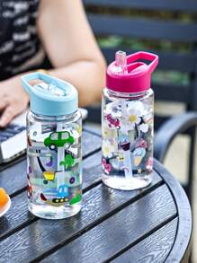 1pc 500ml Cute Animal Design Kids Water Bottle, Best Gift For Boys And Girls, Straw Cup Suitable For Outdoor, School, Sports, Graduation Season, Portable