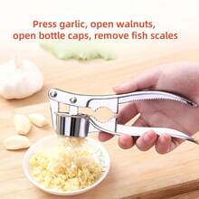1pc Stainless Steel Garlic Press, Ginger Crushing Machine, Rust-Proof, Easy To Squeeze And Clean, Non-Slip Handle Stainless Steel Garlic Press, PVC Garlic Squeezer, Dishwasher Friendly, Easy To Clean, Highly