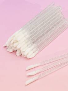 50支一次性唇刷套装，包括睫毛膏刷、唇膏刷、唇彩刷及其他化妆工具、清洁刷、眼影刷 - 銀色 - 查看 7