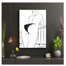 1pc Frameless Modern Minimalist Black And White Lines Sexy Girl Posters High-Definition Printing Wall Arts Suitable For Living Room, Bedroom, Dormitory, Study, Bar, Coffee Shop Wall Decoration, Home Decoration