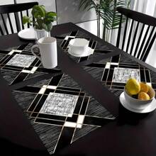 1/2/4/6/8 Pieces Luxury Placemat Set - Designed With Bright Red Abstract Geometric Patterns, Desktop Decoration, Daily Tablecloth Table Mats, Coasters, Suitable For Holiday Party Decoration, Coffee Table And Home Decoration, Kitchen Table And Room Decoration Accessories, Dining Table Decoration, Restaurant Company Gatherings