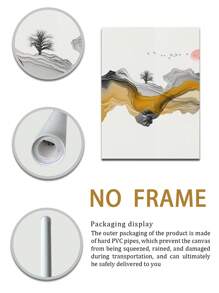 Juego de 3 piezas, con/sin marco, pintura impresa de alta calidad, estilo moderno, paisaje chino, elementos de tinta, líneas abstractas, amanecer y atardecer, pájaros, barcos, el sol, montañas, póster artístico, decoración de hogar, pintura decorativa, adecuado para sala de estar, sofá, cama, pasillo, dormitorio, baño, oficina, regalo artístico perfecto