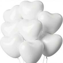 30pcs White Heart-Shaped Latex Balloons, Thick Wedding Balloons, Floating Air Balloons For Marriage Ceremony, Birthday Decoration