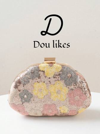 Seashell Design Box Shaped Evening Bag (Unique Random Pattern), Suitable For Women, Suitable For Party, Wedding, Prom, Ideal For Party, Wedding, Prom Formal/Gala Dinner, Matches With Holiday Party Dresses, Evening Gowns And Sequin Dresses.