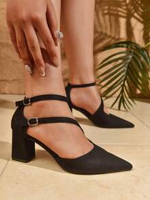 Damen Spitze Zehen Hohldesign elegante sexy Absatzschuhe, Riemen leichte bequeme High Heels, Wildleder Plateau Absatz High Heel Sandalen, vielseitig